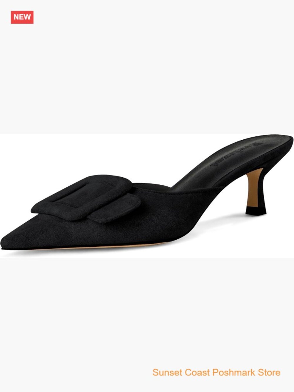 Mule Slippers for Women Slingback Buckle Pumps Pointed Toe Kitten Heels Shoes